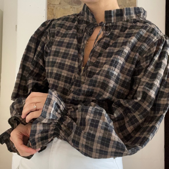 GANNI Seersucker Check Blouse - Picture 5 of 11